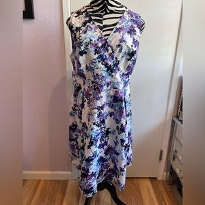 Lane Bryant Floral Purple and White Patterned Dress